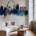 St Louis Missouri Skyline Blue & Bronze Mural Wallpaper - room preview 02