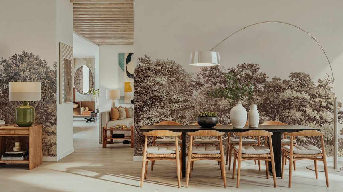 Over the Treetops, Sepia Mural Wallpaper - room preview 02