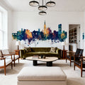 Limerick Ireland Skyline Blue & Bronze Mural Wallpaper - room preview 02