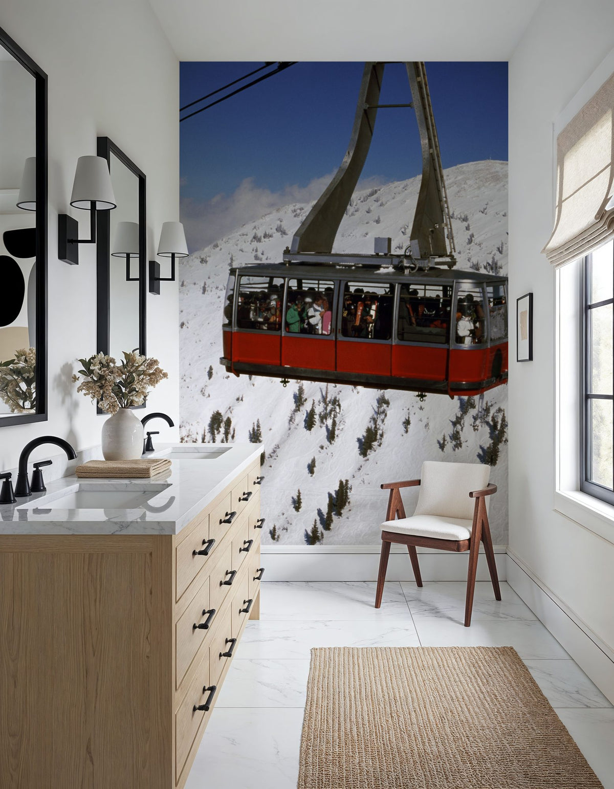 Crimson Lift Over Snow Peaks Mural Wallpaper - room preview 02