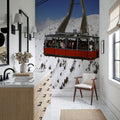 Crimson Lift Over Snow Peaks Mural Wallpaper - room preview 02