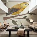 Yellow Paper Bird Mural Wallpaper - room preview 02