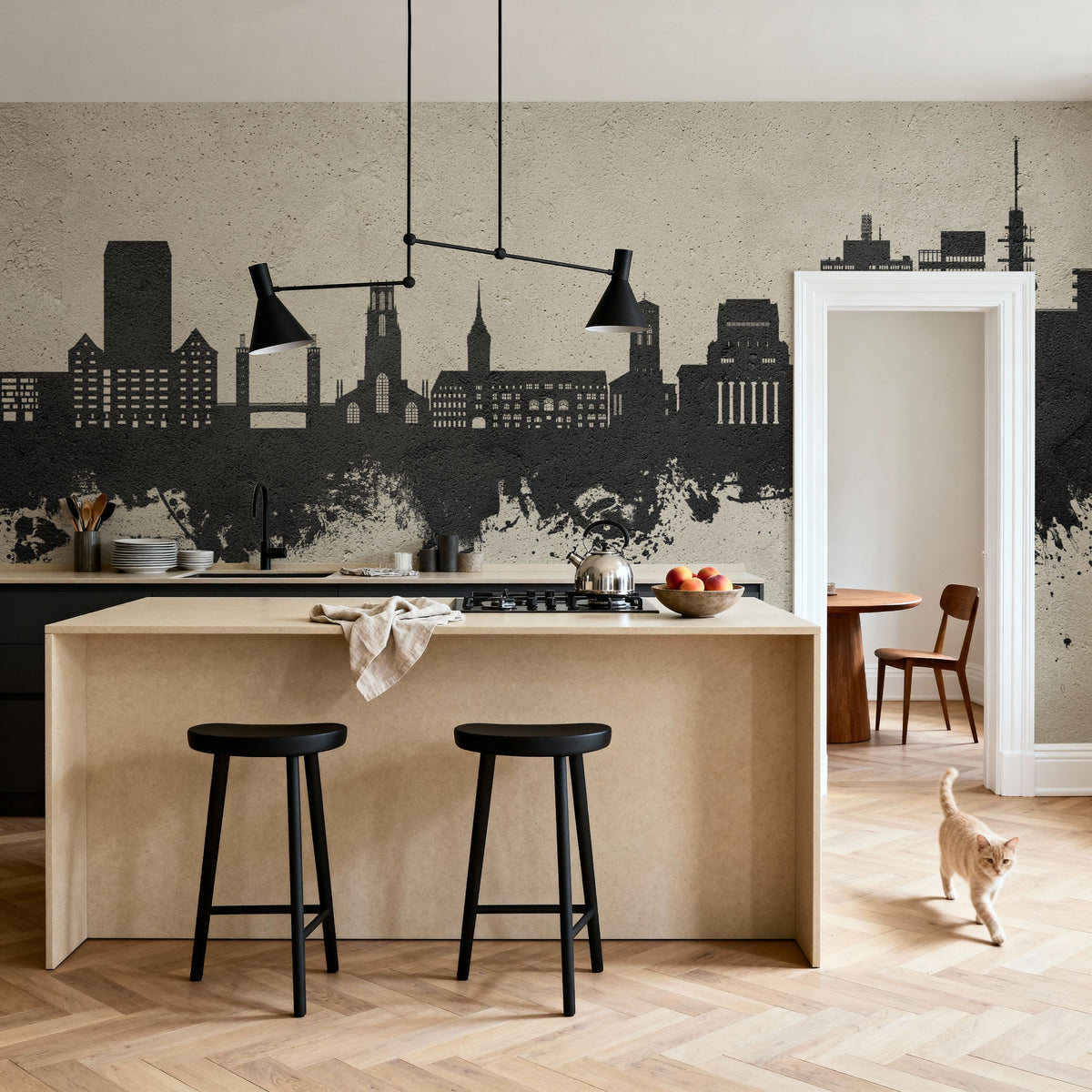 Duisburg Germany Skyline Concrete Mural Wallpaper - room preview 02