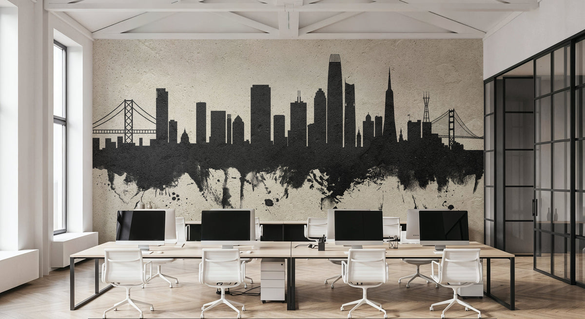 San Francisco Skyline Concrete Mural Wallpaper - room preview 02
