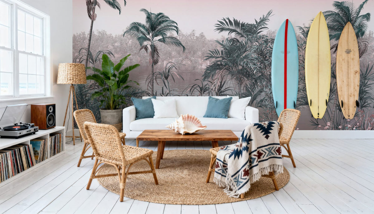 Jungle Seashore Mural Wallpaper - room preview 02