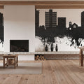 San Mateo California Skyline Black & White Mural Wallpaper - room preview 02