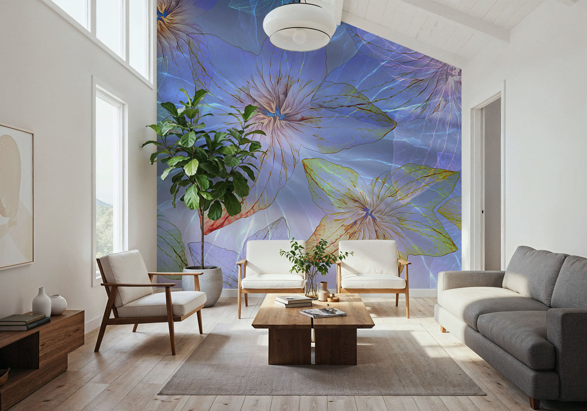Blue Sea Blossoms Mural Wallpaper - room preview 02