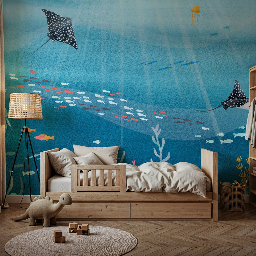 Sea Wallpaper Mural – Ocean Wall Mural – Underwater Sea Life Scenery