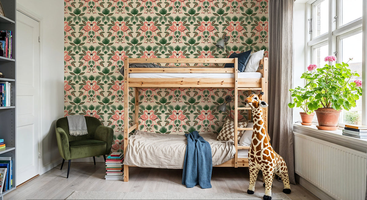 Flamingo Friends Mural Wallpaper - Warm Tone - room preview 02