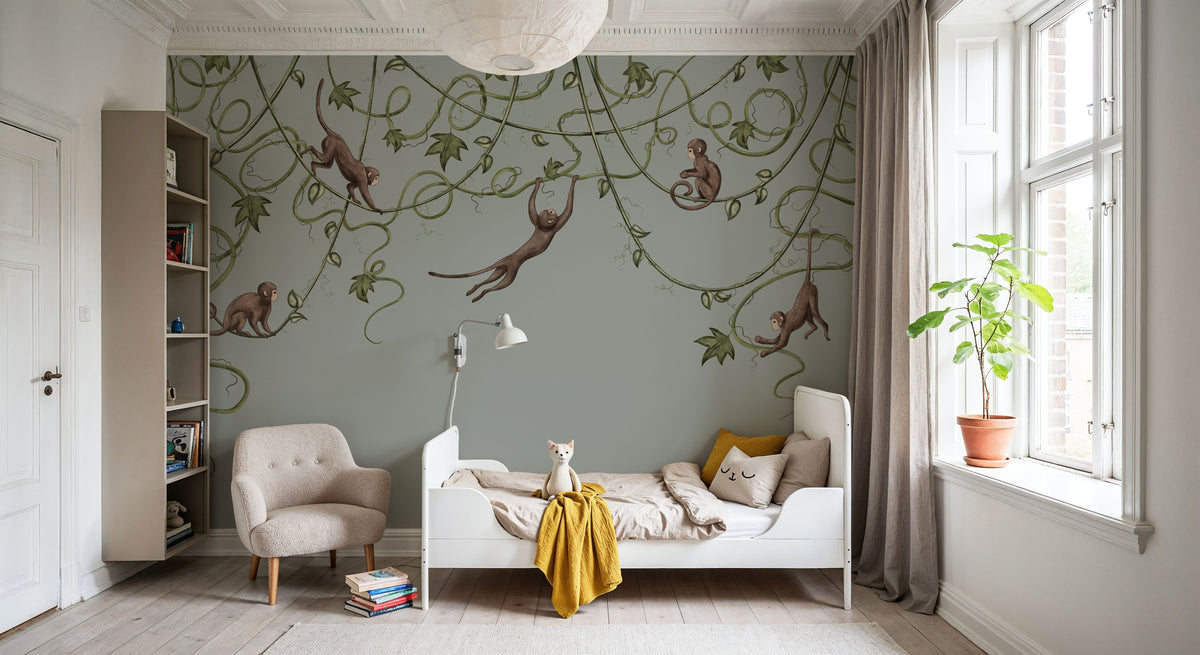 Monkey Jump, Laurel Mural Wallpaper - room preview 02