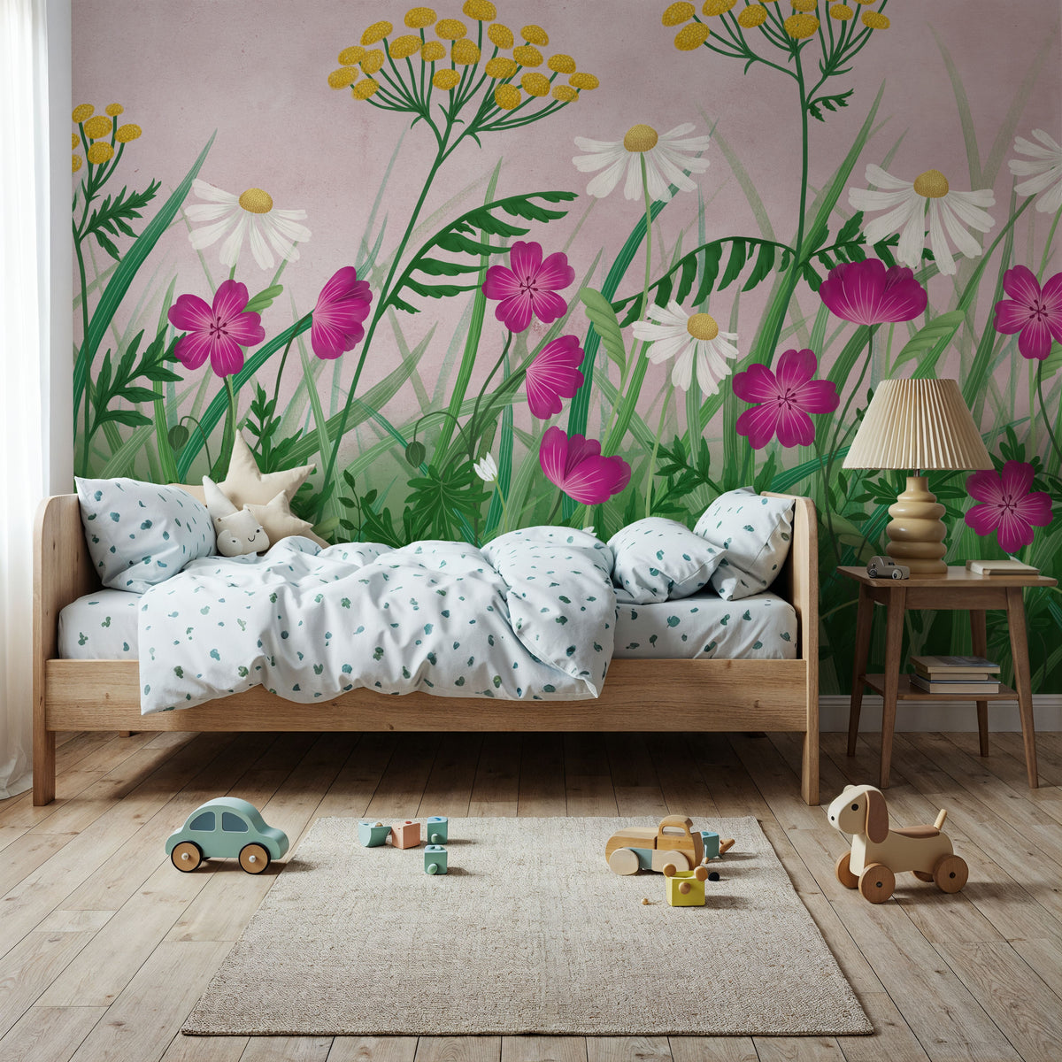 Geranium Meadow, Pink Mural Wallpaper - room preview 02