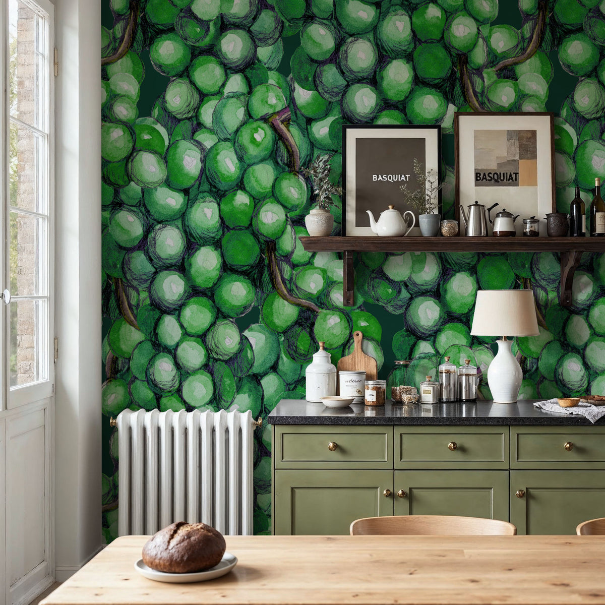 Vintage Grapes Mural Wallpaper - room preview 02