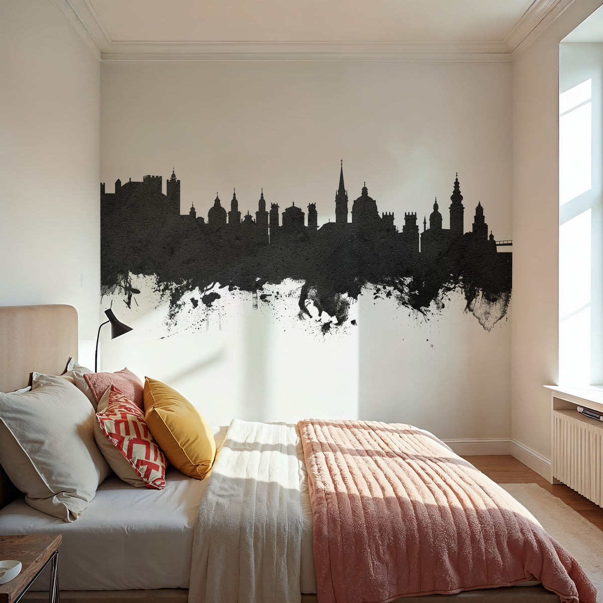 Salzburg Austria Skyline Black & White Mural Wallpaper - room preview 02