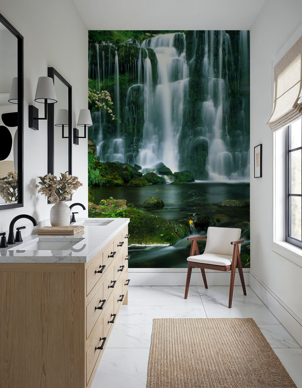 Emerald Cascade Mural Wallpaper - room preview 02