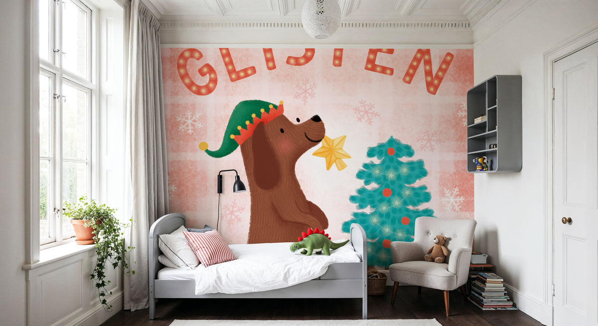 Festive Paws I Mural Wallpaper - room preview 02