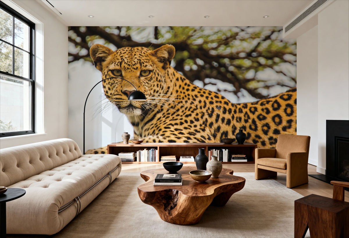 Lounging Leopard Mural Wallpaper - room preview 02