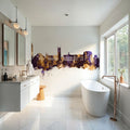 Oldham England Skyline Purple & Gold Mural Wallpaper - room preview 02
