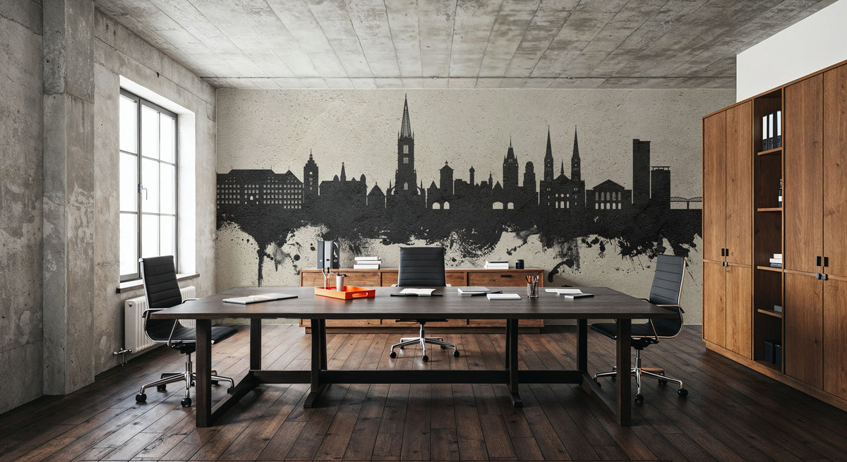 Freiburg Germnay Skyline Concrete Mural Wallpaper - room preview 02