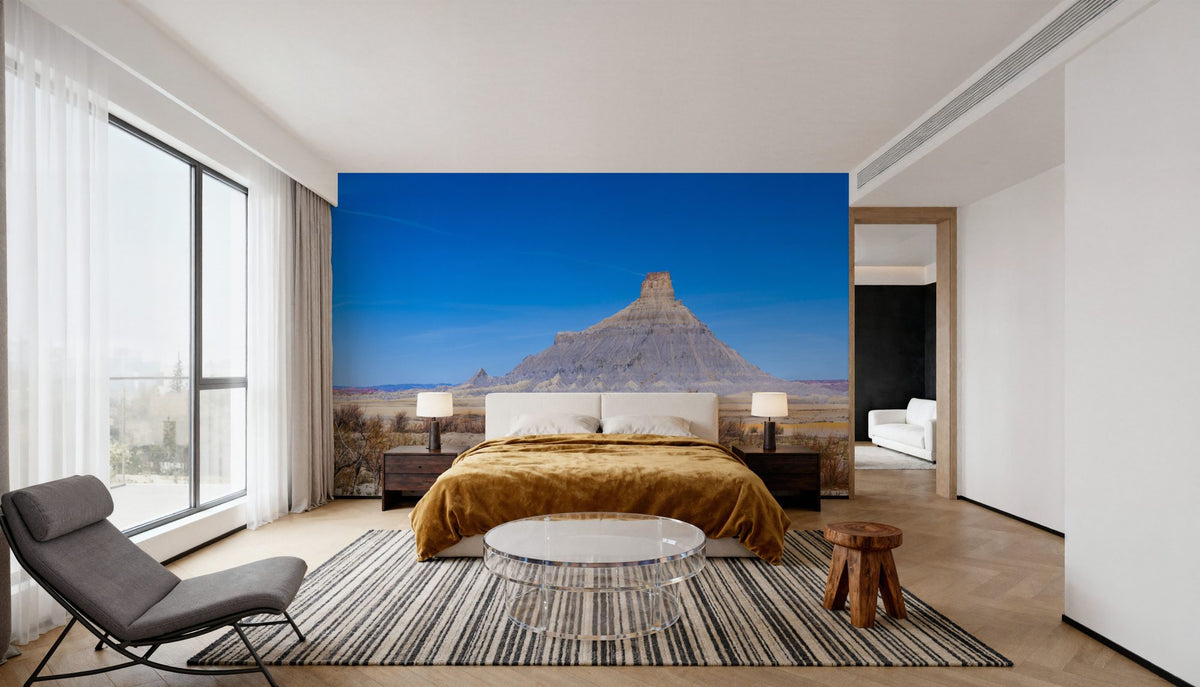 Desert Monuments Blue Gradient Mural Wallpaper - room preview 02