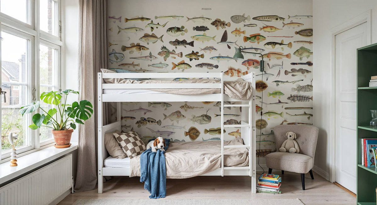 Southern Pacific Fishes Chart Mural Wallpaper - room preview 02