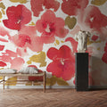 Floral Flow I Red Gold Mural Wallpaper - room preview 02
