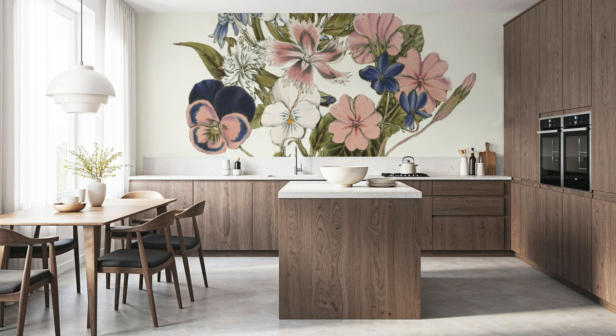 Pansy Party I Honeybloom Mural Wallpaper - room preview 02