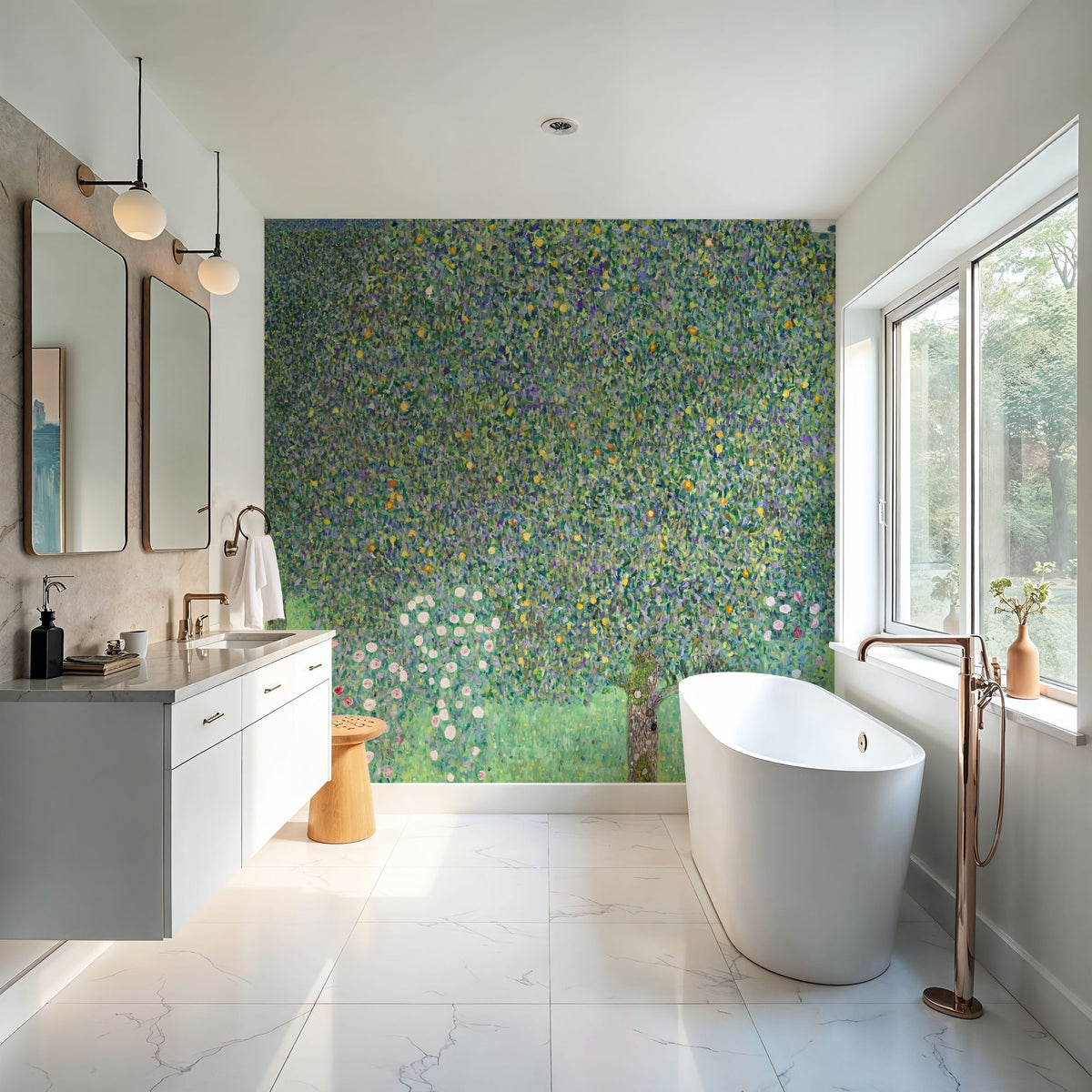 Rosebushes Under the Trees Mural Wallpaper - room preview 02