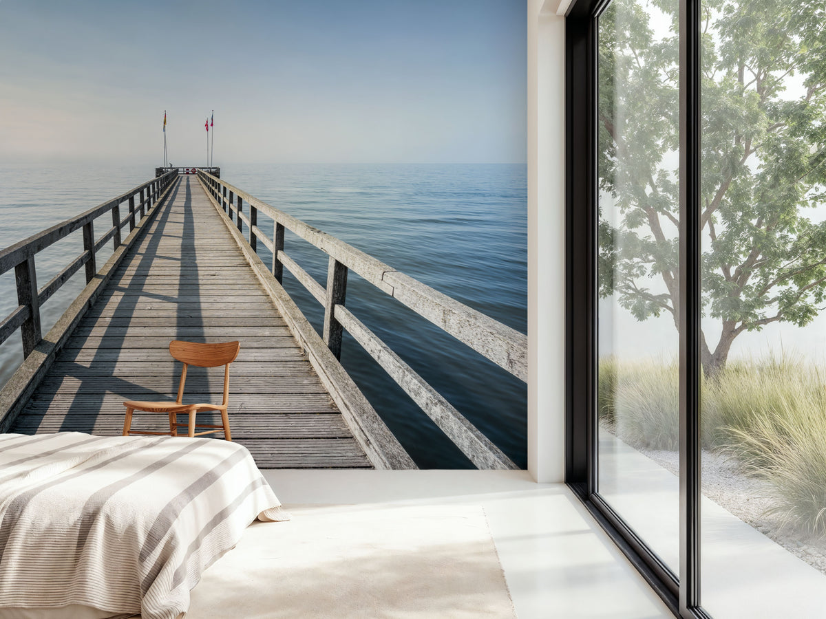 Strand Pier Blue Mural Wallpaper - room preview 02