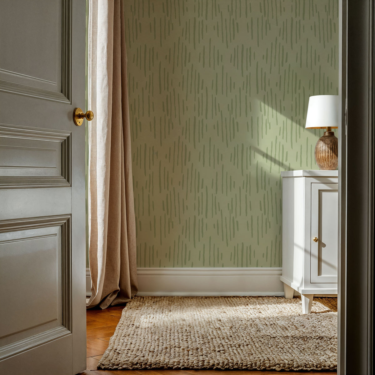 Macrame Lines Green Mural Wallpaper - room preview 02