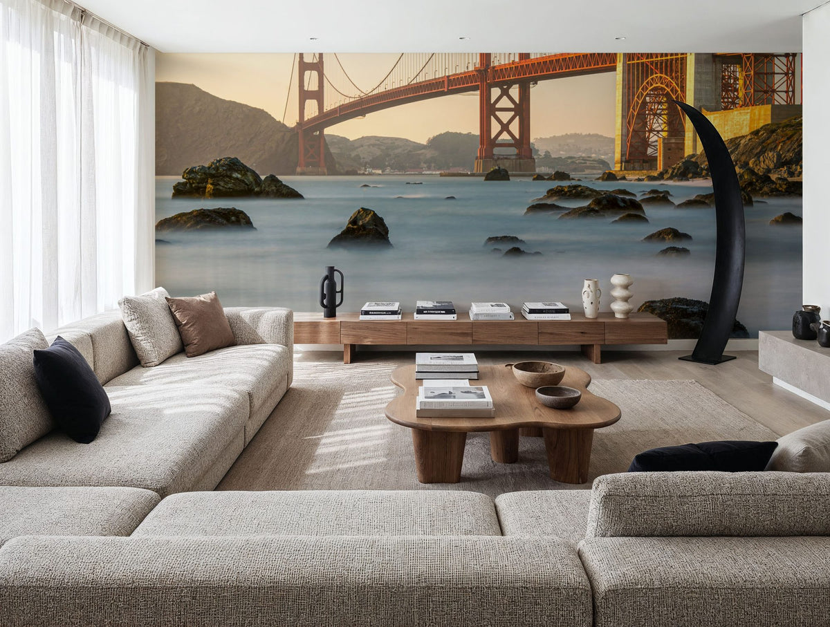 Golden Gate Bridge From Marshall Beach Mural Wallpaper - room preview 02