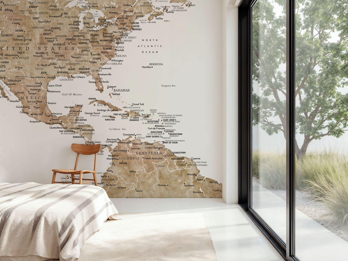 US Mexico Caribbean Map - Abey Mural Wallpaper - room preview 02