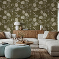 Peony Passion, Khaki Mural Wallpaper - room preview 02