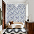 Sino Flowers Light Blue Mural Wallpaper - room preview 02