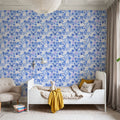 Miracle Blossoms and Birds, Blues Mural Wallpaper - room preview 02