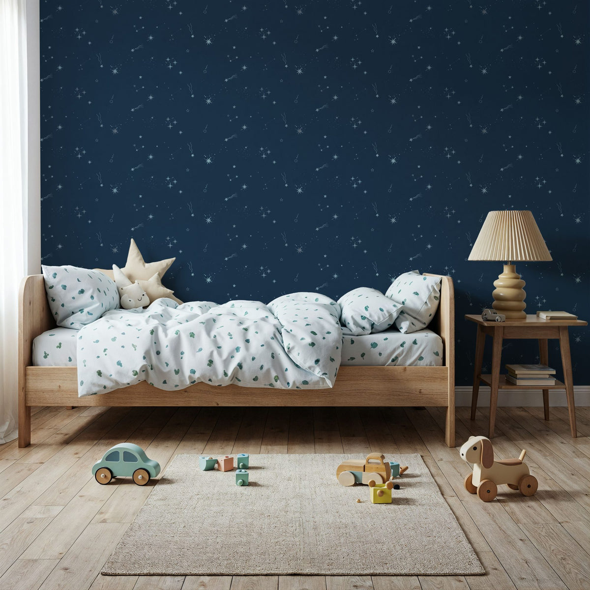 Stardust, Sky Blue on Space Mural Wallpaper - room preview 02