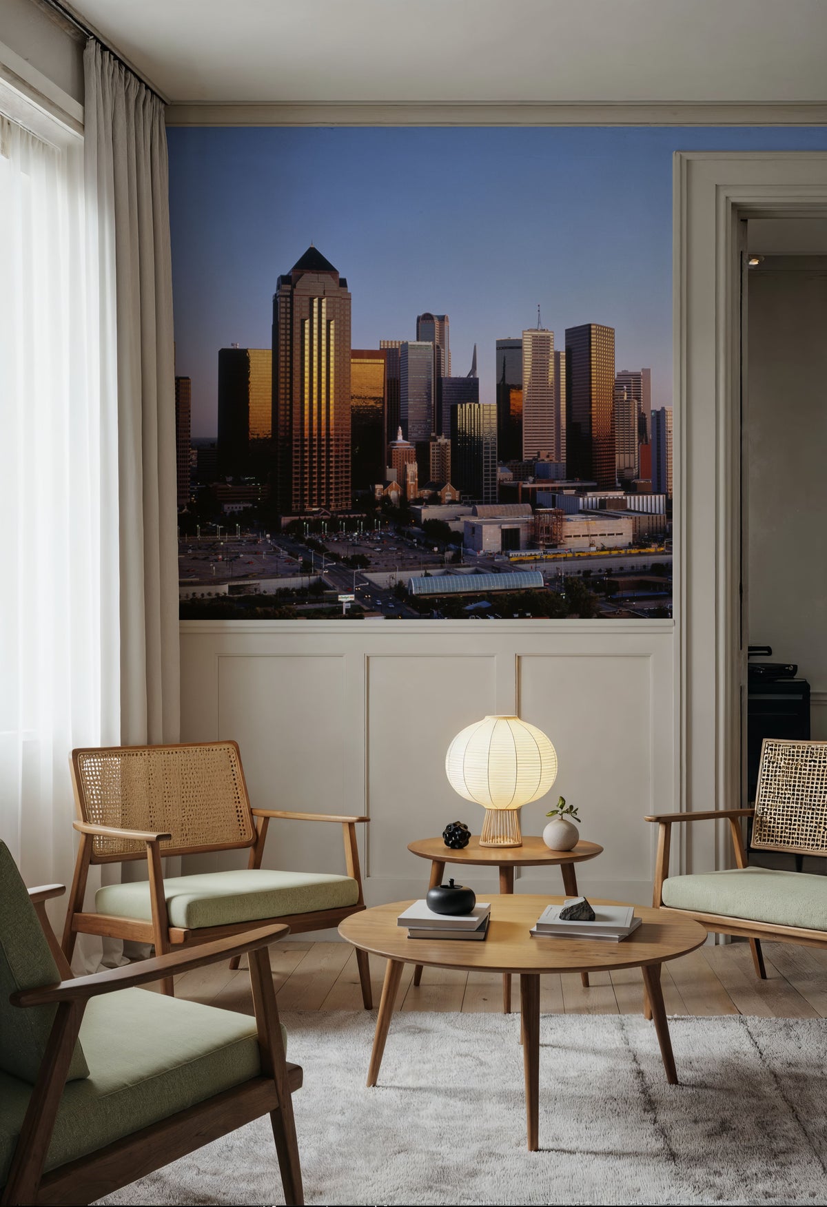 Golden Metropolis Dusk Mural Wallpaper - room preview 02