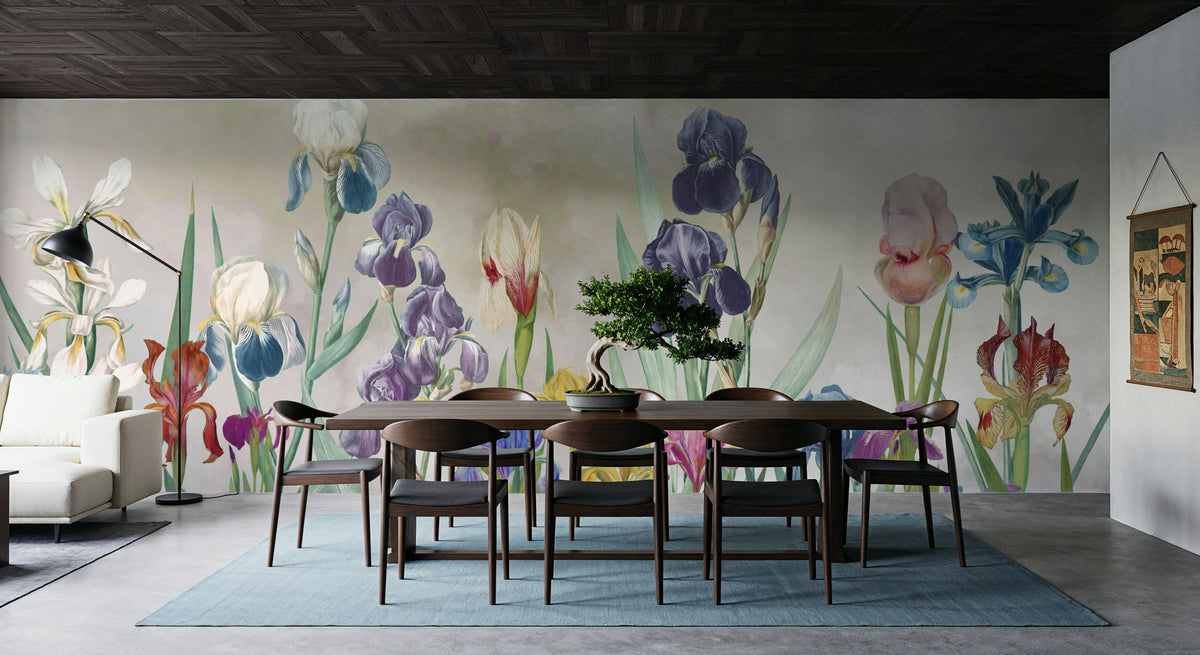 Iris Field Brown Mural Wallpaper - room preview 02