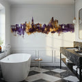 Montpellier Skyline Purple & Gold Mural Wallpaper - room preview 02