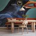 Black Bird with a Berry Mural Wallpaper - room preview 02