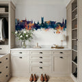 Vevey Switzerland Skyline Blue & Bronze Mural Wallpaper - room preview 02
