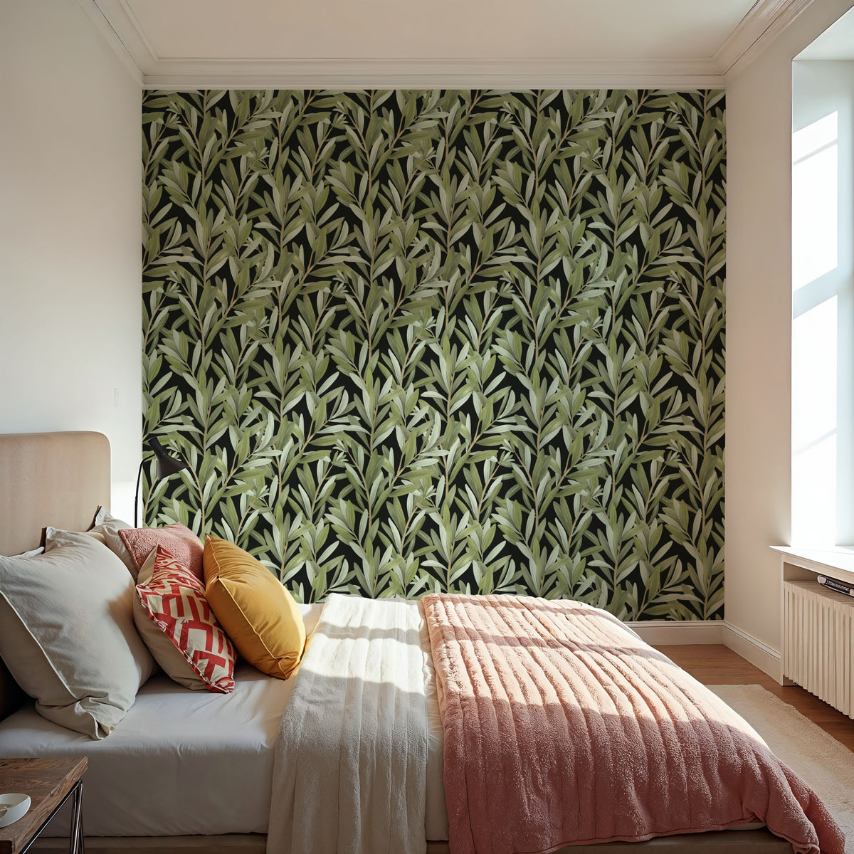 Olive Branch Mural Wallpaper - Warm Tone - room preview 02