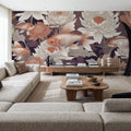 Dancing Fish, Dusty Orange Mural Wallpaper - room preview 02