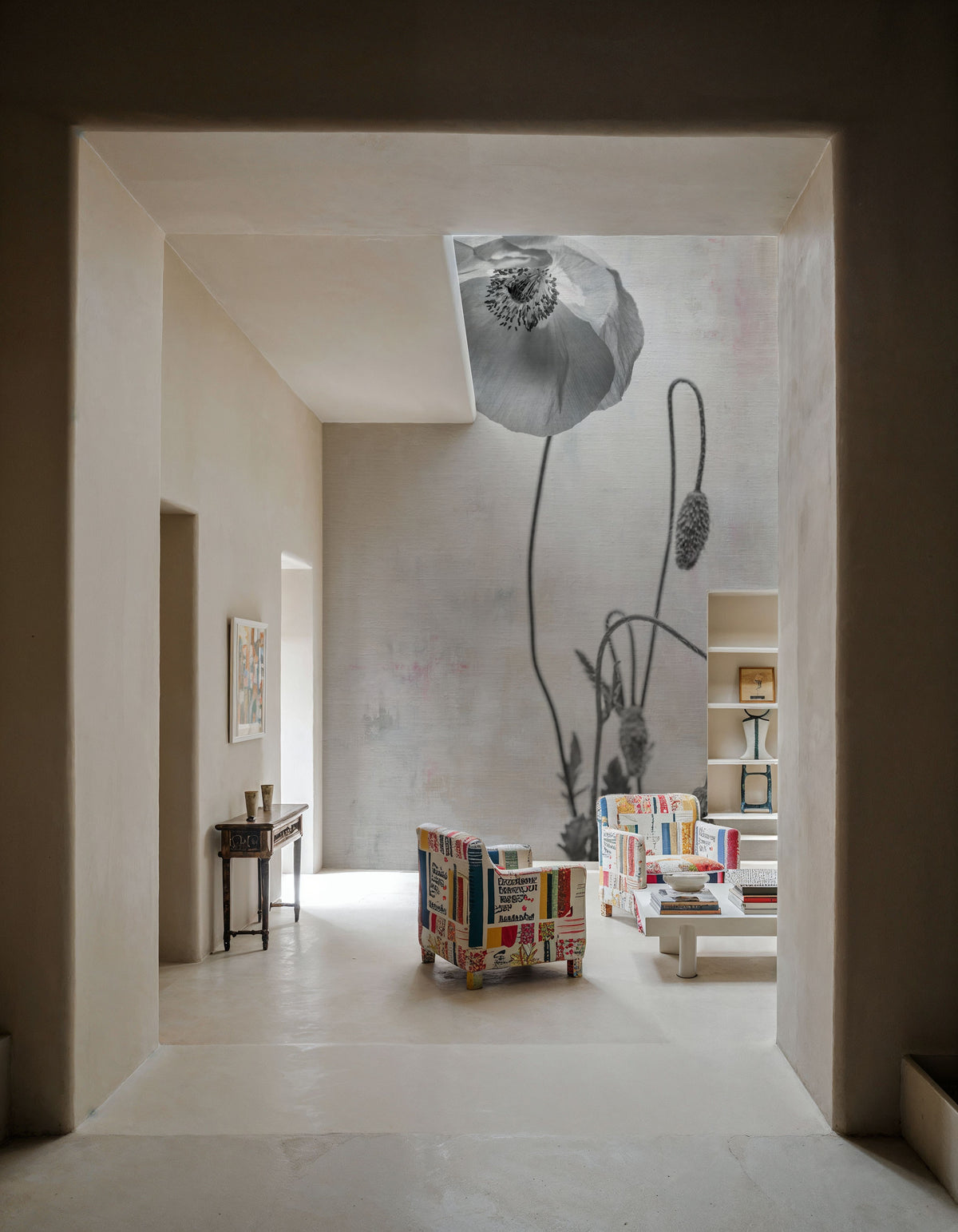 Wonderful Wildflowers I Neutral Mural Wallpaper - room preview 02