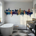 Maldon England Skyline Blue & Bronze Mural Wallpaper - room preview 02