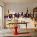 Mannheim Germany Skyline Purple & Gold Mural Wallpaper - room preview 02