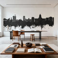 Madison Wisconsin Skyline Black & White Mural Wallpaper - room preview 02
