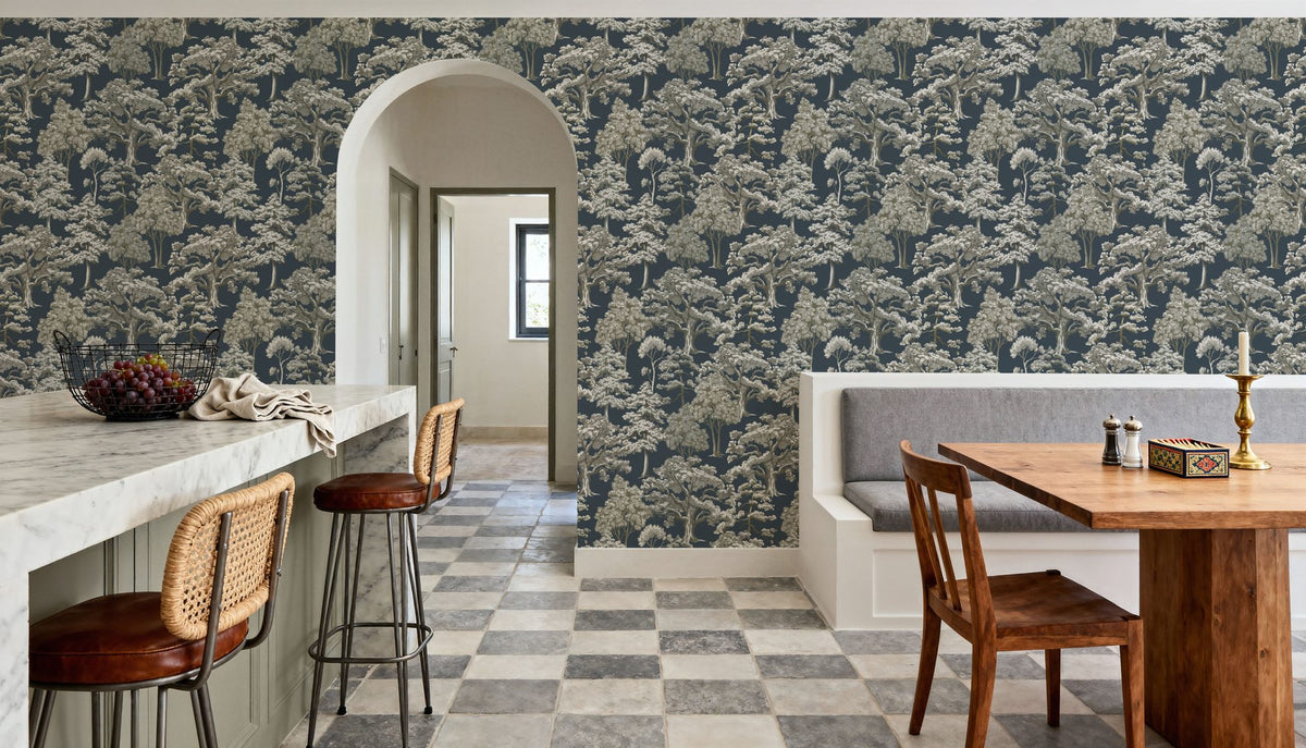 Park Trees, Blue Mural Wallpaper - room preview 02