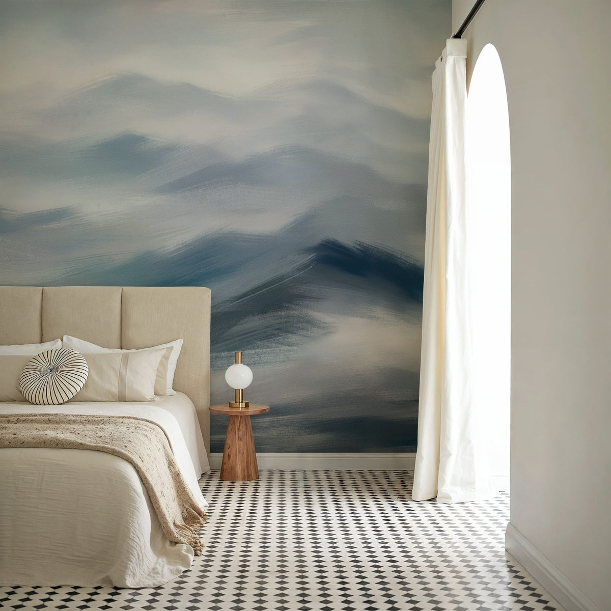 Foggy Mountains, Denim Mural Wallpaper - room preview 02