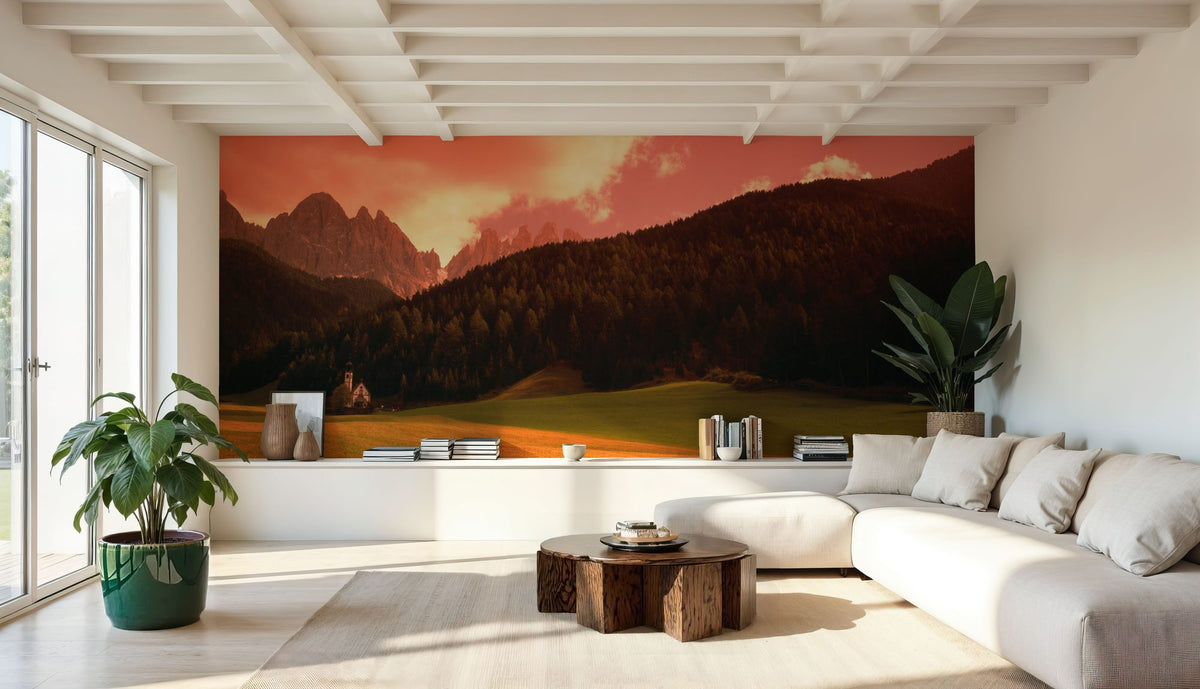 Mountain Church Sunset Mural Wallpaper - room preview 02
