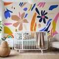 Fun Doodle Florals Mural Wallpaper - room preview 02